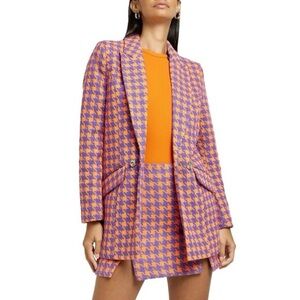 River Island Women's Purple and Orange Houndstooth Blazer NWT (in Zoey 102)